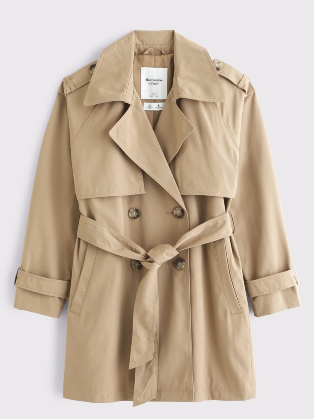 Abercrombie & Fitch Tan Double-Breasted Trench with Belt